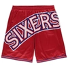 MITCHELL & NESS MITCHELL & NESS RED PHILADELPHIA 76ERS BIG & TALL HARDWOOD CLASSICS BIG FACE 2.0 SHORTS