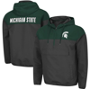 COLOSSEUM COLOSSEUM CHARCOAL/GREEN MICHIGAN STATE SPARTANS LAWYERED ANORAK QUARTER-ZIP HOODIE JACKET