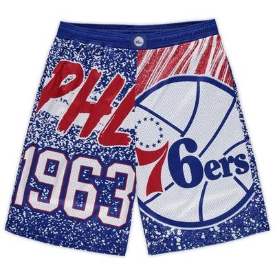 Mitchell & Ness Men's Royal Philadelphia 76ers Big And Tall Hardwood Classics Jumbotron Shorts