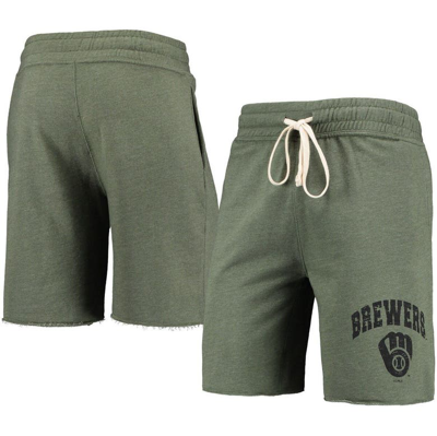 CONCEPTS SPORT CONCEPTS SPORT HEATHERED OLIVE MILWAUKEE BREWERS MAINSTREAM TRI-BLEND SHORTS