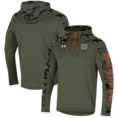 UNDER ARMOUR UNDER ARMOUR OLIVE AUBURN TIGERS FREEDOM QUARTER-ZIP PULLOVER HOODIE