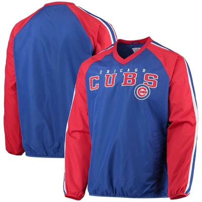 G-iii Sports By Carl Banks Men's  Royal, Red Chicago Cubs Kickoff Raglan V-neck Pullover Jacket In Royal,red