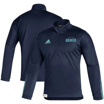 Adidas Originals Adidas Deep Sea Blue Seattle Kraken Primeblue Quarter-zip Jacket