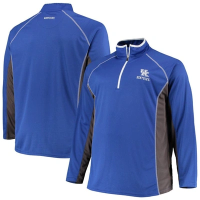 Profile Men's Royal Kentucky Wildcats Big And Tall Textured Raglan Quarter-zip Jacket