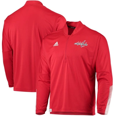 Adidas Originals Adidas Red Washington Capitals Primeblue Quarter-zip Jacket