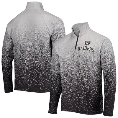 Foco Men's  Silver And Black Las Vegas Raiders Gradient Raglan Quarter-zip Jacket In Silver,black