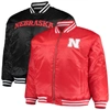 Profile Men's Scarlet, Black Nebraska Huskers Big And Tall Reversible Satin Full-zip Jacket In Black
