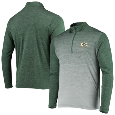 Antigua Green/heathered Gray Green Bay Packers Cycle Quarter-zip Jacket