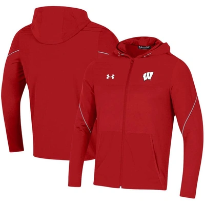 Under Armour Red Wisconsin Badgers 2021 Sideline Warm-up Full-zip Hoodie