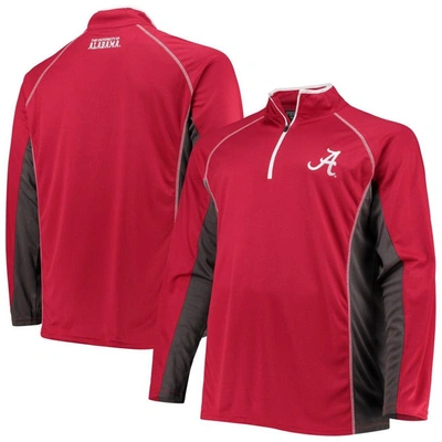 Profile Men's Crimson Alabama Crimson Tide Big And Tall Textured Raglan Quarter-zip Jacket