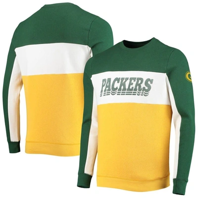 Junk Food Men's  Green And Gold-tone Green Bay Packers Color Block Pullover Sweatshirt In Green,gold-tone