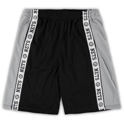 Fanatics Men's  Black, Silver New Jersey Nets Big And Tall Tape Mesh Shorts In Black,silver