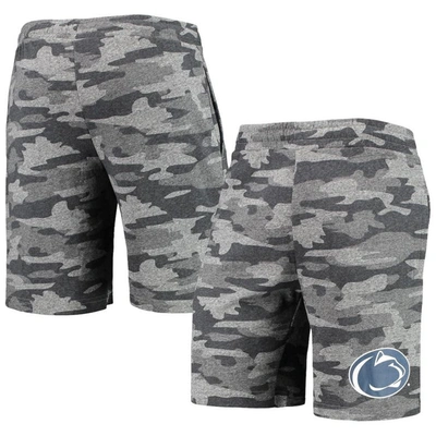 CONCEPTS SPORT CONCEPTS SPORT CHARCOAL/GRAY PENN STATE NITTANY LIONS CAMO BACKUP TERRY JAM LOUNGE SHORTS