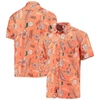 WES & WILLY WES & WILLY ORANGE MIAMI HURRICANES VINTAGE FLORAL BUTTON-UP SHIRT