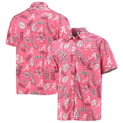 Wes & Willy Men's Crimson Alabama Crimson Tide Vintage-like Floral Button-up Shirt