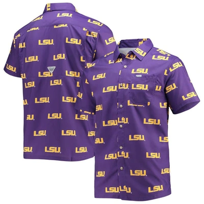 Columbia Men's  Purple Lsu Tigers Super Slack Tide Omni-shade Button-up Shirt