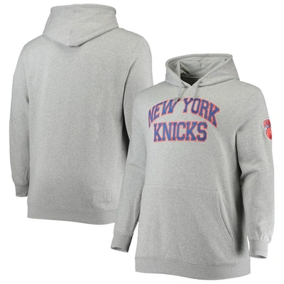 Mitchell & Ness Heathered Gray New York Knicks Hardwood Classics Big & Tall Throwback Pullover Hoodi