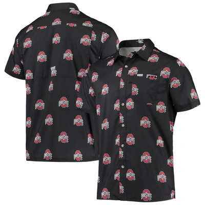 Columbia Men's  Black Ohio State Buckeyes Super Slack Tide Omni-shade Button-up Shirt