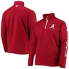 COLUMBIA COLUMBIA CRIMSON ALABAMA CRIMSON TIDE TERMINAL TACKLE FLEECE RAGLAN OMNI-SHADE QUARTER-ZIP JACKET