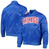 PRO STANDARD PRO STANDARD ROYAL CHICAGO CUBS WORDMARK SATIN FULL-SNAP JACKET