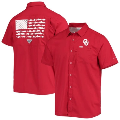 Columbia Men's  Pfg Crimson Oklahoma Sooners Slack Tide Camp Button-up Shirt
