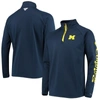 Columbia Men's Navy Michigan Wolverines Terminal Tackle Fleece Raglan Omni-shade Quarter-zip Jacket In Navy