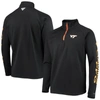 Columbia Men's Black Virginia Tech Hokies Terminal Tackle Fleece Raglan Omni-shade Quarter-zip Jacket In Black