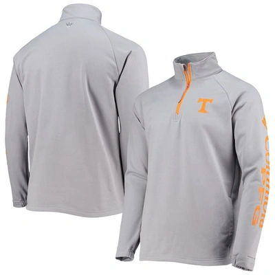 Columbia Men's Gray Tennessee Volunteers Terminal Tackle Fleece Raglan Omni-shade Quarter-zip Jacket