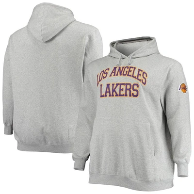 Mitchell & Ness Heathered Gray Los Angeles Lakers Hardwood Classics Big & Tall Throwback Pullover Ho