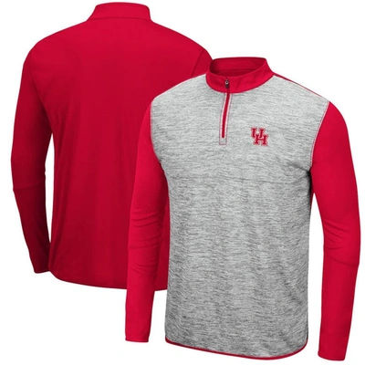 Colosseum Men's Heathered Gray, Red Wisconsin Badgers Prospect Quarter-zip Jacket In Heathered Gray,red