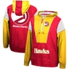 Mitchell & Ness Men's Red, Yellow Atlanta Hawks Hardwood Classics Highlight Reel Windbreaker Half-zip Hoodie Jacket In Red