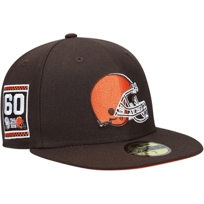 New Era Men's  Brown Cleveland Browns 60th Anniversary Patch Team 59fifty Fitted Hat
