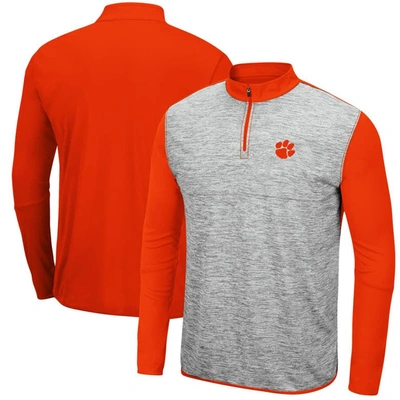 Colosseum Men's Heathered Gray, Orange Clemson Tigers Prospect Quarter-zip Jacket In Heathered Gray,orange