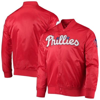 Pro Standard Men's  Red Philadelphia Phillies Wordmark Satin Full-snap Jacket