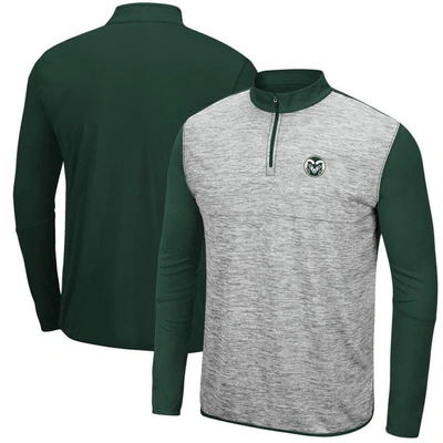 Colosseum Men's Heathered Gray, Green Colorado State Rams Prospect Quarter-zip Jacket In Heathered Gray,green