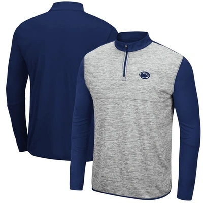 Colosseum Men's Heathered Gray, Navy Penn State Nittany Lions Prospect Quarter-zip Jacket In Heathered Gray,navy