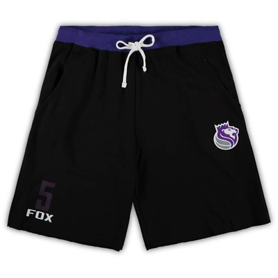 Profile Men's De'aaron Fox Black Sacramento Kings Big And Tall French Terry Name And Number Shorts