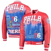 PRO STANDARD PRO STANDARD RED PHILADELPHIA 76ERS REMIX VARSITY FULL-ZIP JACKET