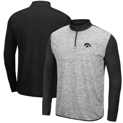 Colosseum Men's Heathered Gray, Black Iowa Hawkeyes Prospect Quarter-zip Jacket In Heathered Gray,black