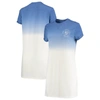 JUNK FOOD JUNK FOOD HEATHERED ROYAL/WHITE LOS ANGELES RAMS OMBRE TRI-BLEND T-SHIRT DRESS