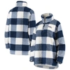 G-III 4HER BY CARL BANKS G-III 4HER BY CARL BANKS NAVY SEATTLE SEAHAWKS SHERPA PLAID QUARTER-ZIP JACKET