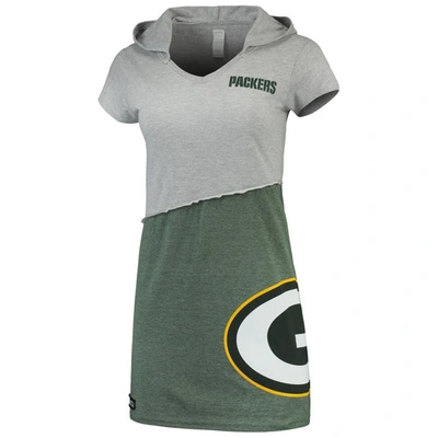 REFRIED APPAREL REFRIED APPAREL GRAY/GREEN GREEN BAY PACKERS SUSTAINABLE HOODED MINI DRESS