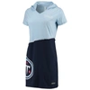 REFRIED APPAREL REFRIED APPAREL LIGHT BLUE/NAVY TENNESSEE TITANS SUSTAINABLE HOODED MINI DRESS