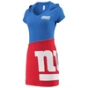 REFRIED APPAREL REFRIED APPAREL ROYAL/RED NEW YORK GIANTS SUSTAINABLE HOODED MINI DRESS