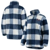 G-iii 4her By Carl Banks Women's  Navy, White Washington Capitals Plaid Sherpa Quarter-zip Jacket In Navy
