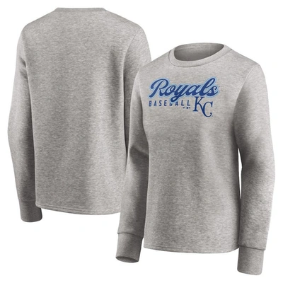 Fanatics Branded Heathered Gray Kansas City Royals Crew Pullover Sweater