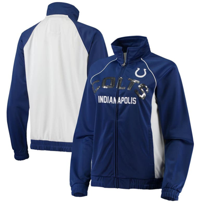 G-iii 4her By Carl Banks Women's Royal, White Indianapolis Colts Backfield Raglan Full-zip Track Jacket