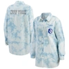 WEAR BY ERIN ANDREWS WEAR BY ERIN ANDREWS WHITE NEW YORK RANGERS OVERSIZED TIE-DYE BUTTON-UP DENIM SHIRT