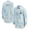 Wear By Erin Andrews White Vegas Golden Knights Oversized Tie-dye Button-up Denim Shirt In White