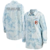 Wear By Erin Andrews White Philadelphia Flyers Oversized Tie-dye Button-up Denim Shirt In White